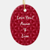 Sie sind das beste Mama-rote Schneeflocke-Muster Keramikornament (Hinten)