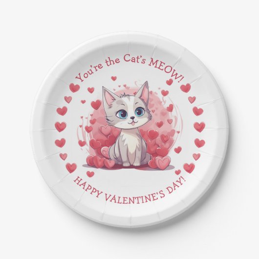 Sie sind das "Meow Small Kid's Class Valentine" de Pappteller (Vorderseite)