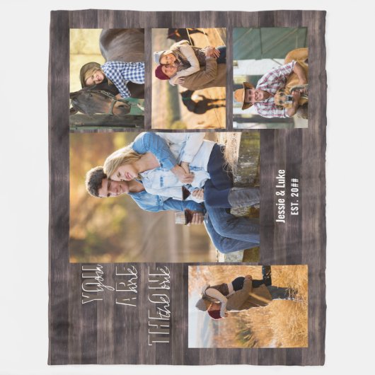 Sie sind das One 5 Foto Collage Rustic Wood Fleecedecke (Vorderseite)