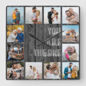 Sie sind das One Quote 12 Foto Gray Wood Quadratische Wanduhr (Vorderseite)