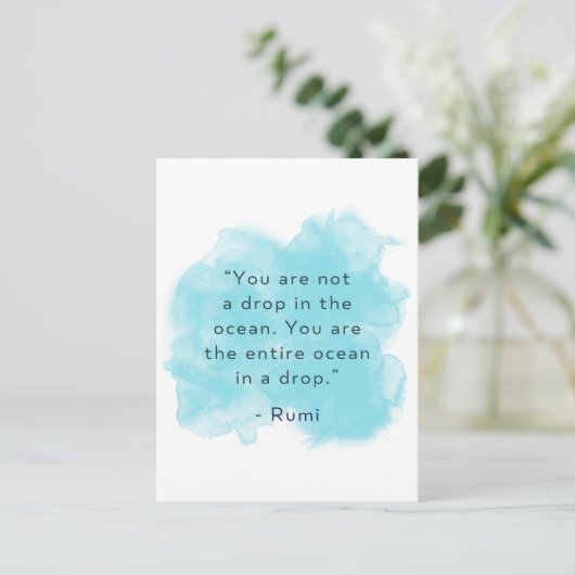Sie sind der ganze Ozean in einem Tropfen - Rumi Z Postkarte (Stehend Vorderseite)