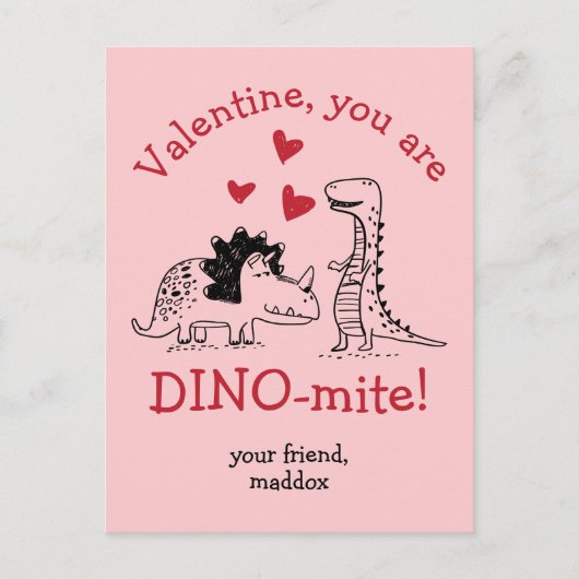 Sie sind Dino-mite Dinosaur Valentine Postcard Postkarte (Vorderseite)