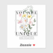 Sie sind ein einzigartiger floraler Slogan Aufkleber (Blatt)