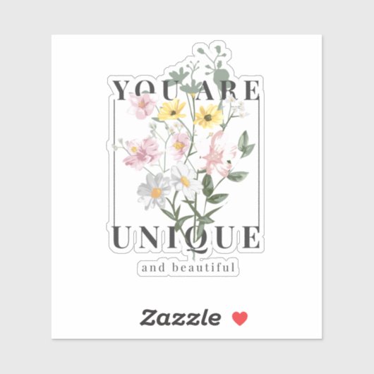 Sie sind ein einzigartiger floraler Slogan Aufkleber (Blatt)