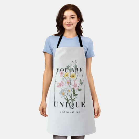 Sie sind ein einzigartiger floraler Slogan Schürze (Getragen)