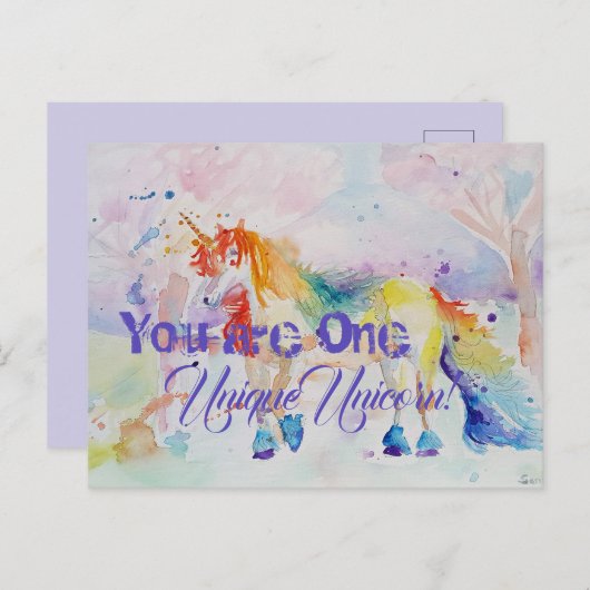 Sie sind ein einzigartiges Einhorn! PostkartenGirl Postkarte (Vorne/Hinten)