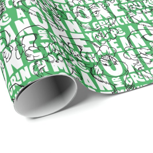 Sie sind ein Gemeines, Mr. Grinch Green Pattern Geschenkpapier (Rolleneckpunkt)