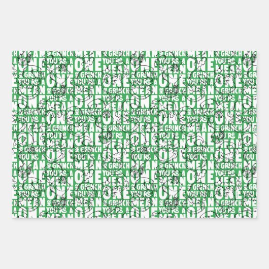 Sie sind ein Gemeines, Mr. Grinch Green Pattern Geschenkpapier Set (Vorderseite 2)