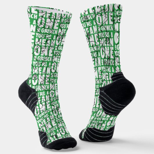 Sie sind ein Gemeines, Mr. Grinch Green Pattern Socken (Gewinkelt)