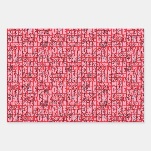 Sie sind ein Gemeines Mr. Grinch Red Pattern Geschenkpapier Set (Vorderseite 3)