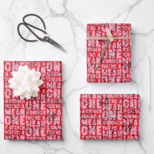 Sie sind ein Gemeines Mr. Grinch Red Pattern Geschenkpapier Set