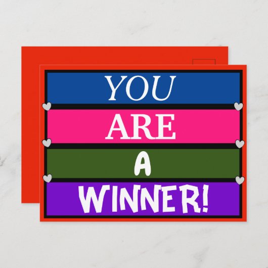 SIE SIND EIN GEWINNER farbiger Zitat Inspiration Postkarte (Vorne/Hinten)
