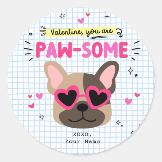 Sie sind ein paw-some Hund Pun Kids Klasse Valenti Runder Aufkleber (Vorderseite)