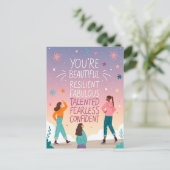 Sie sind ein schönes und furchtloses Motivierend Z Postkarte (Stehend Vorderseite)