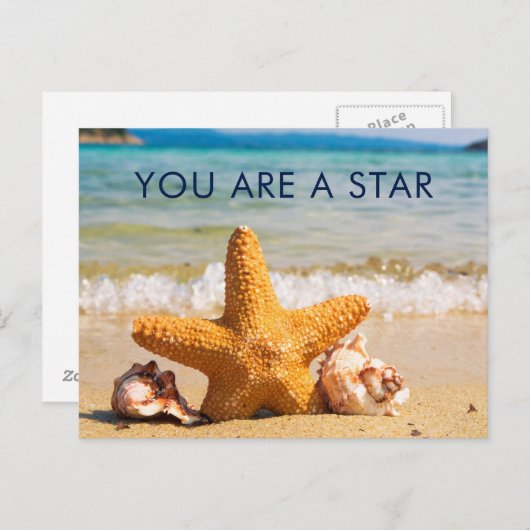 Sie sind ein Star Starfish and Seashells am Strand Postkarte (Vorne/Hinten)