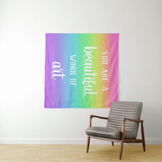 Sie sind ein wunderschönes Kunstwerk mit Regenboge Wandteppich (Beispiel (Horizontal))