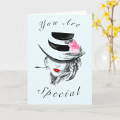 Sie sind eine geheimnisvolle Frau mit Hut Karte (Gelbe Blume)