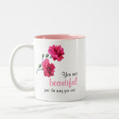 Sie sind einfach so schön wie die rosa Blume Zweifarbige Tasse (Links)