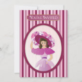 Sie sind eingeladen, alte Mode Lady & riesiger Hut Einladung (Vorderseite)