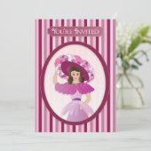 Sie sind eingeladen, alte Mode Lady & riesiger Hut Einladung (Stehend Vorderseite)