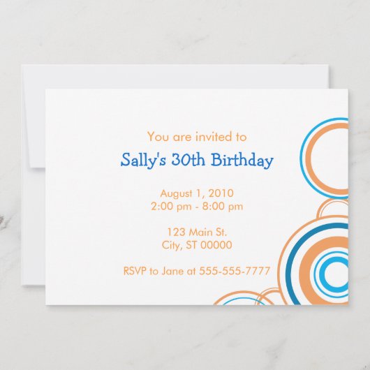 Sie sind eingeladen - Blue & Orange Circles Einladung (Rückseite)