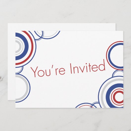 Sie sind eingeladen - Blue & Red Circles Einladung (Vorne/Hinten)