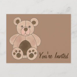 Sie sind eingeladen Brown Teddy Bear Geburtstagspa Einladungspostkarte