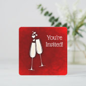 Sie sind eingeladen Champagnerherzen zum 50. Gebur Einladung (Stehend Vorderseite)