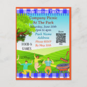 Sie sind eingeladen, Company Picnic Summer QR Code Einladungspostkarte (Vorderseite)