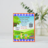 Sie sind eingeladen, Company Picnic Summer QR Code Einladungspostkarte (Stehend Vorderseite)
