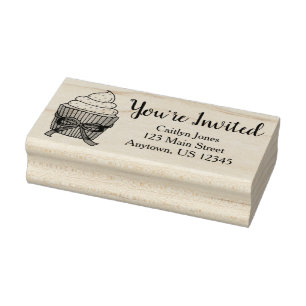 Sie sind eingeladen Cupcake Bridal Baby Dusche Spr Gummistempel