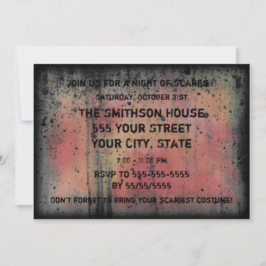 Sie sind eingeladen, ein farbenfrohes Grunge-Hallo Einladung (Rückseite)