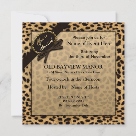Sie sind eingeladen - Einladung - Leopard Print (I (Rückseite)