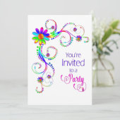 Sie sind eingeladen Einladung, Spaß, Blumen, farbe Einladung (Stehend Vorderseite)