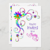 Sie sind eingeladen Einladung, Spaß, Blumen, farbe Einladung (Vorne/Hinten)
