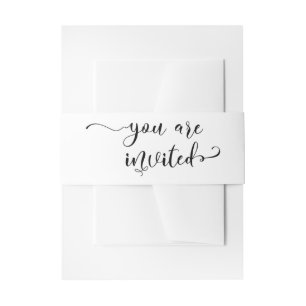 Sie sind eingeladen Elegant Calligraphy Black & Wh Einladungsbanderole