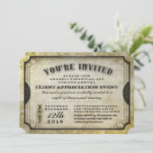 Sie sind eingeladen Gold Antique Ticket General Ei Einladung (Stehend Vorderseite)