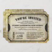 Sie sind eingeladen Gold Antique Ticket General Ei Einladung (Vorne/Hinten)