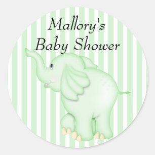 Sie sind eingeladen Green Elephant Baby Dusche Runder Aufkleber