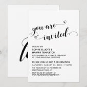 Sie sind eingeladen, Hearts Script Reception-Only Einladung (Vorne/Hinten)