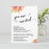 Sie sind eingeladen Herzen Script Boho Florals Einladung (Stehend Vorderseite)