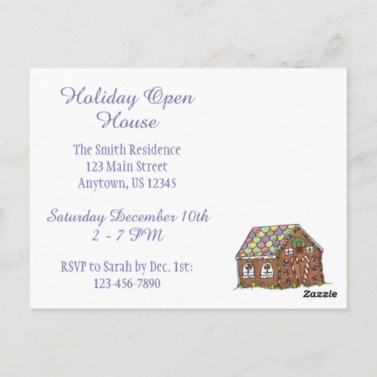Sie sind eingeladen Holiday Gingerbread Open House Postkarte (Rückseite)