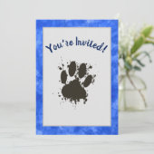 Sie sind eingeladen Hunde Paw Party Blue Watercolo Einladung (Stehend Vorderseite)