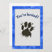 Sie sind eingeladen Hunde Paw Party Blue Watercolo Einladung (Vorne/Hinten)