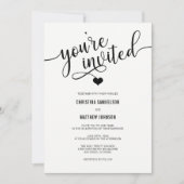 Sie sind eingeladen klassische Schwarz-Weiß-Hochze Einladung (Vorderseite)