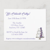 Sie sind eingeladen Lila Hochzeitskuchen-Brautpart Einladungspostkarte (Rückseite)