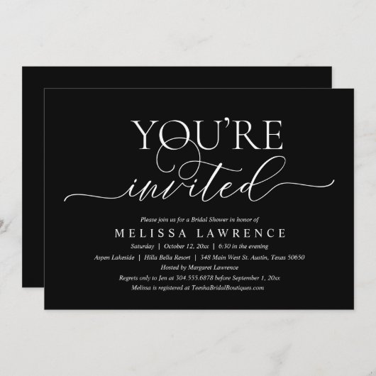 Sie sind eingeladen, moderne Brautparty Party Invi Einladung (Vorne/Hinten)