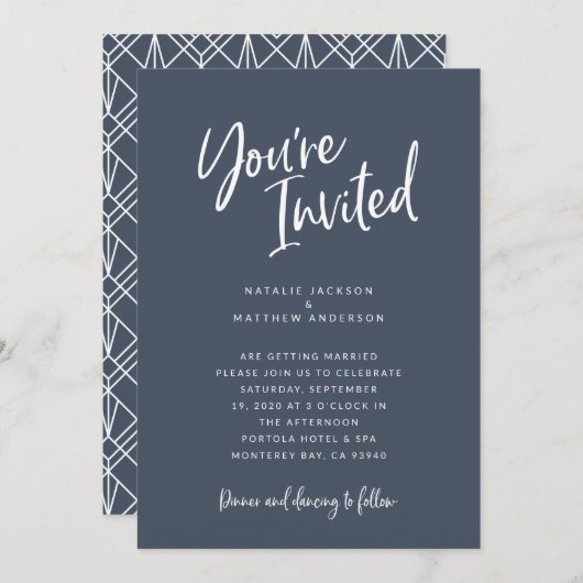 Sie sind eingeladen moderne Hochzeitszettel Save The Date (Vorne/Hinten)