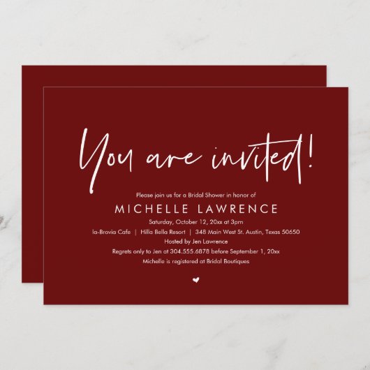 Sie sind eingeladen, Modernes Lässiges Brautparty Einladung (Vorne/Hinten)