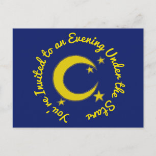 Sie sind eingeladen Night Sky Crescent Moon Stars Einladungspostkarte